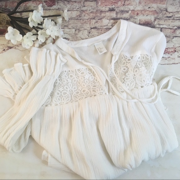 H&M Tops - H&M Hetalia America White Peasant Blouse, Size 10